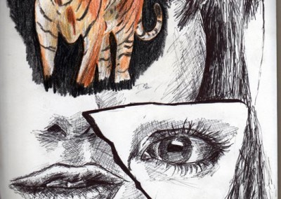 Sketches - technical pen and coloured pencil