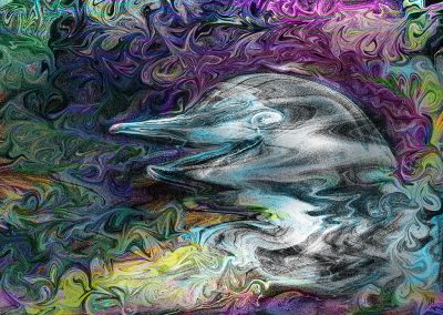 The Happy Dolphin. Pixels on screen. Copyright Creative Bytes.