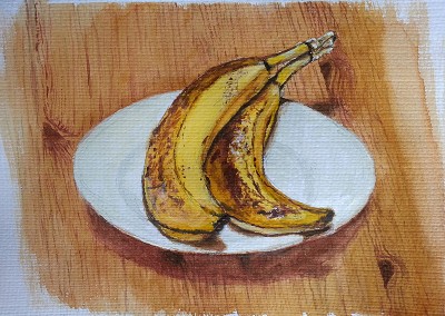 2 Bananas (Still Life, Watercolour, Oct 2014)