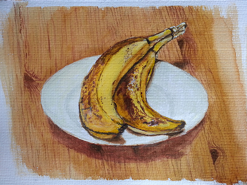 Two Bananas (Still Life, Watercolour, Oct 2014)